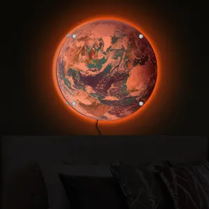3D LED Earth wall lamp glowing night light creative home decor bedroom ambient lighting piece