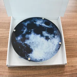 Round LED moon wall lamp with realistic lunar crater design, perfect for home decor lighting.