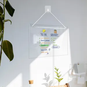 Hanging acrylic dry erase memo board for wall, clear weekly planner board for home office.