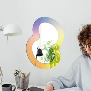 Miroir mural en acrylique irisé au design irrégulier pour une décoration intérieure moderne et chic.
