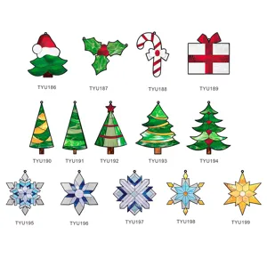 Ensemble de suspensions en acrylique et verre coloré de Noël, décoration de flocon de neige.