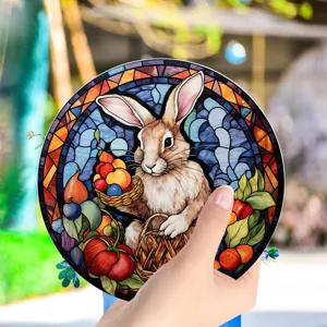 Easter bunny acrylic hanging sign detail view, stylish decorative pendant for home living room.