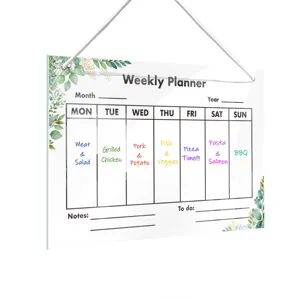 Acrylic hanging weekly planner board message board for home office organization and schedule tracking.