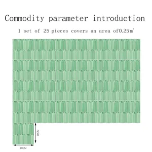 Green peacock feather tile stickers set of 25 pieces, 10x10cm waterproof home decor.