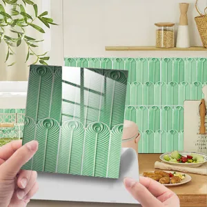 Peacock Feather Wall Tile Sticker Waterproof Crystal Film Kitchen Backsplash Home Decal