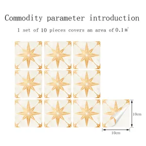 Detail view of self-adhesive PVC mosaic tile stickers with retro star pattern for DIY home decor.