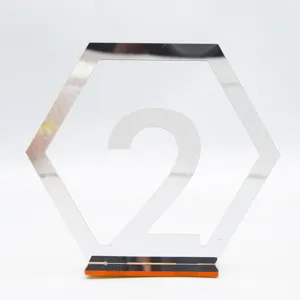 Acryl Spiegel Sechseck Hochzeit Tisch Nummer Schild 2mm Dicke Desktop Stand Dekoration