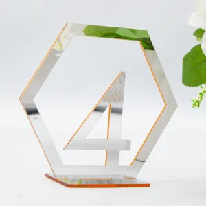 Acryl Hochzeit Tischnummer Schild hexagonaler Spiegel Desktop Ornament Dekoration Party