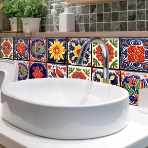 Moroccan style tile stickers waterproof self-adhesive wall decor for bathroom home.