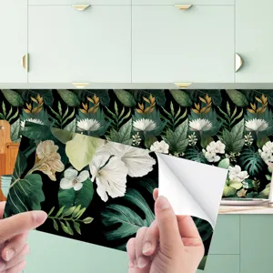 Adesivo per piastrelle autoadesivo stile francese carta da parati cucina foglia tropicale