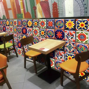 Moroccan style tile wall stickers colorful waterproof self-adhesive decals for living room decor