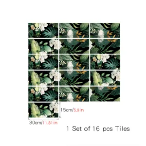 Adesivi per piastrelle tropicali francesi impermeabili decorazione murale 16pz 15x30cm