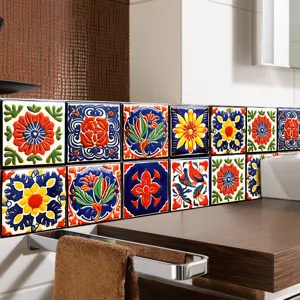 Moroccan style tile wall stickers, waterproof self-adhesive decorative decals for home.