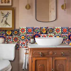 Moroccan style tile stickers waterproof peel and stick wall decals for home bathroom and kitchen decor.