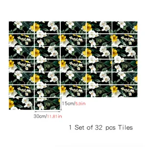 Set di 32 adesivi per piastrelle floreali stile francese decorazione murale cucina dettaglio