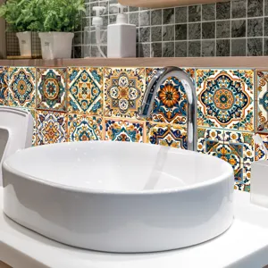 Moroccan style tile stickers waterproof self-adhesive wall decals for kitchen bathroom home decor
