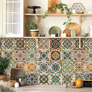 Moroccan style tile stickers waterproof peel and stick wall decals for kitchen backsplashes decor