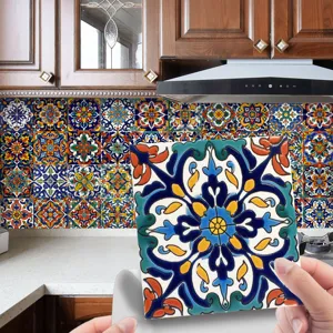 Moroccan style tile wall stickers waterproof PVC decorative decals for kitchen home decor