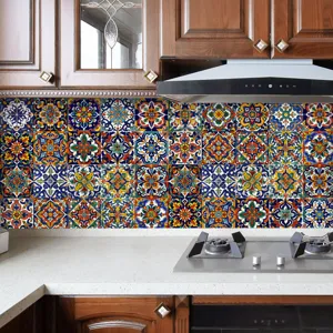 Moroccan style decorative tile sticker for kitchen backsplash and wall decor details.