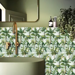 Adesivo per piastrelle palma tropicale carta da parati adesiva impermeabile cucina