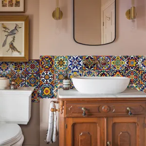 Moroccan style tile stickers waterproof wall decor for bathroom kitchen home decoration detail.