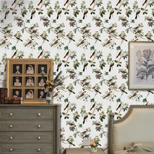 Adesivo per carta da parati floreale e uccelli in stile francese decorazione murale