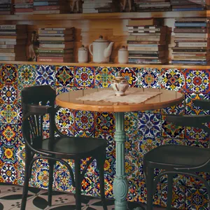 Moroccan style tile wall stickers vintage geometric peel and stick decals for home decor