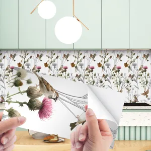 Adesivo per piastrelle passero cardo vintage francese impermeabile decorazione murale cucina.