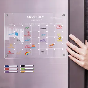 Transparent acrylic monthly calendar fridge planner dry erase board with magnetic pens set