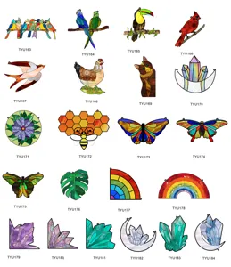 Colorful stained acrylic glass bird animal hanging ornament home decor window suncatcher panel