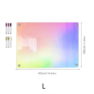 Colorful acrylic weekly planner message board detail view with 6 dry erase markers.
