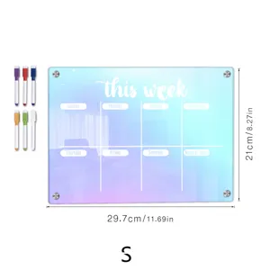 Acrylic weekly calendar dry erase board magnetic fridge planner with 6 colorful pens
