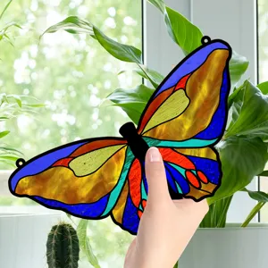 Stained glass butterfly window hanging decoration suncatcher colorful home decor ornament