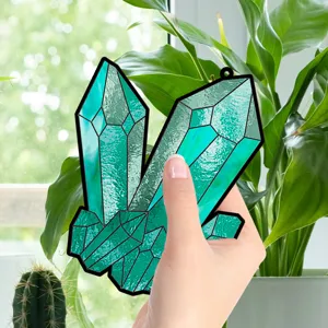 Stained acrylic crystal cluster hanging ornament suncatcher for home window decoration.