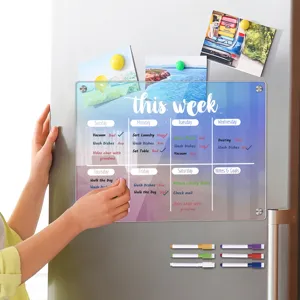 Acrylic Weekly Planner Board For Fridge Magnetic Dry Erase Calendar Board With Whiteboard Markers Clear Message Board