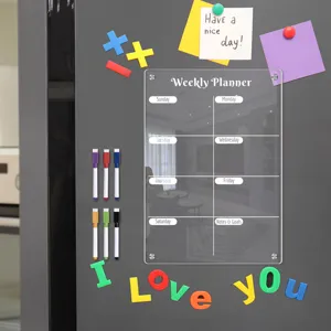 Transparent Acrylic Weekly Planner Magnetic Refrigerator Message Board Clear Dry Erase Calendar Memo Board With Markers For Home Office