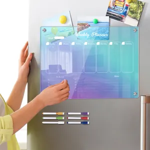 Acrylic Weekly Planner Board For Fridge Magnetic Dry Erase Calendar Memo Board With Markers Reusable Family Schedule Board