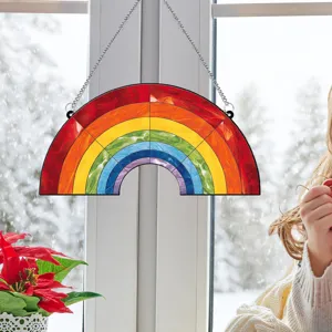 Stained acrylic rainbow window suncatcher hanging decor for home decor indoor gift.