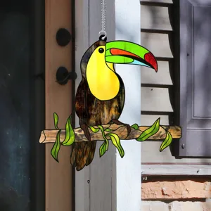 Stained acrylic toucan suncatcher hanging decoration for home window garden decor item