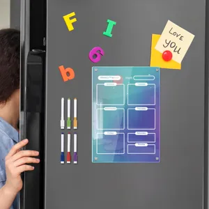 Colorful Acrylic Weekly Planner Magnetic Message Board For Fridge Dry Erase Calendar Board With Erasable Pens Home Office