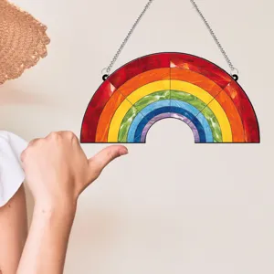 Colorful acrylic rainbow hanging decoration stained glass window suncatcher pendant home decor