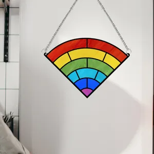 Rainbow Wifi Signal Stained Glass Suncatcher Hanging Ornament for Home Window Wall Decor