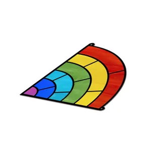 Colorful semi-circular stained glass rainbow window hanging acrylic suncatcher home decor.