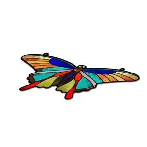 Colorful acrylic butterfly hanging ornament, beautiful stained glass style home decor sign.