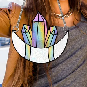 Acrylic crescent moon crystal suncatcher hanging ornament for indoor home decor detail