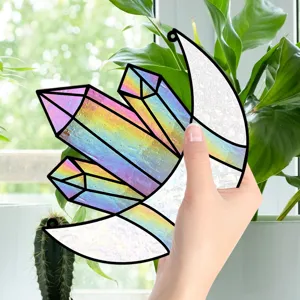 Acrylic crystal moon hanging decoration window suncatcher for home indoor decor.