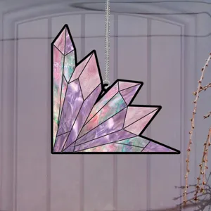 Purple crystal cluster acrylic hanging ornament decorative window suncatcher pendant gift