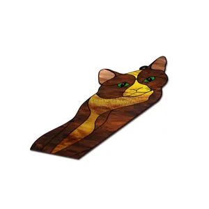 Stained glass style acrylic cat hanging decoration, vintage animal home decor pendant.
