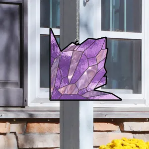 Purple crystal suncatcher stained glass hanging window decoration acrylic pendant home decor