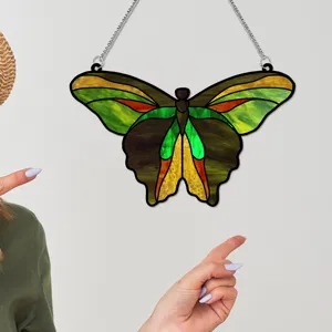 Acrylic butterfly hanging decor stained glass style wall ornament for home room decor